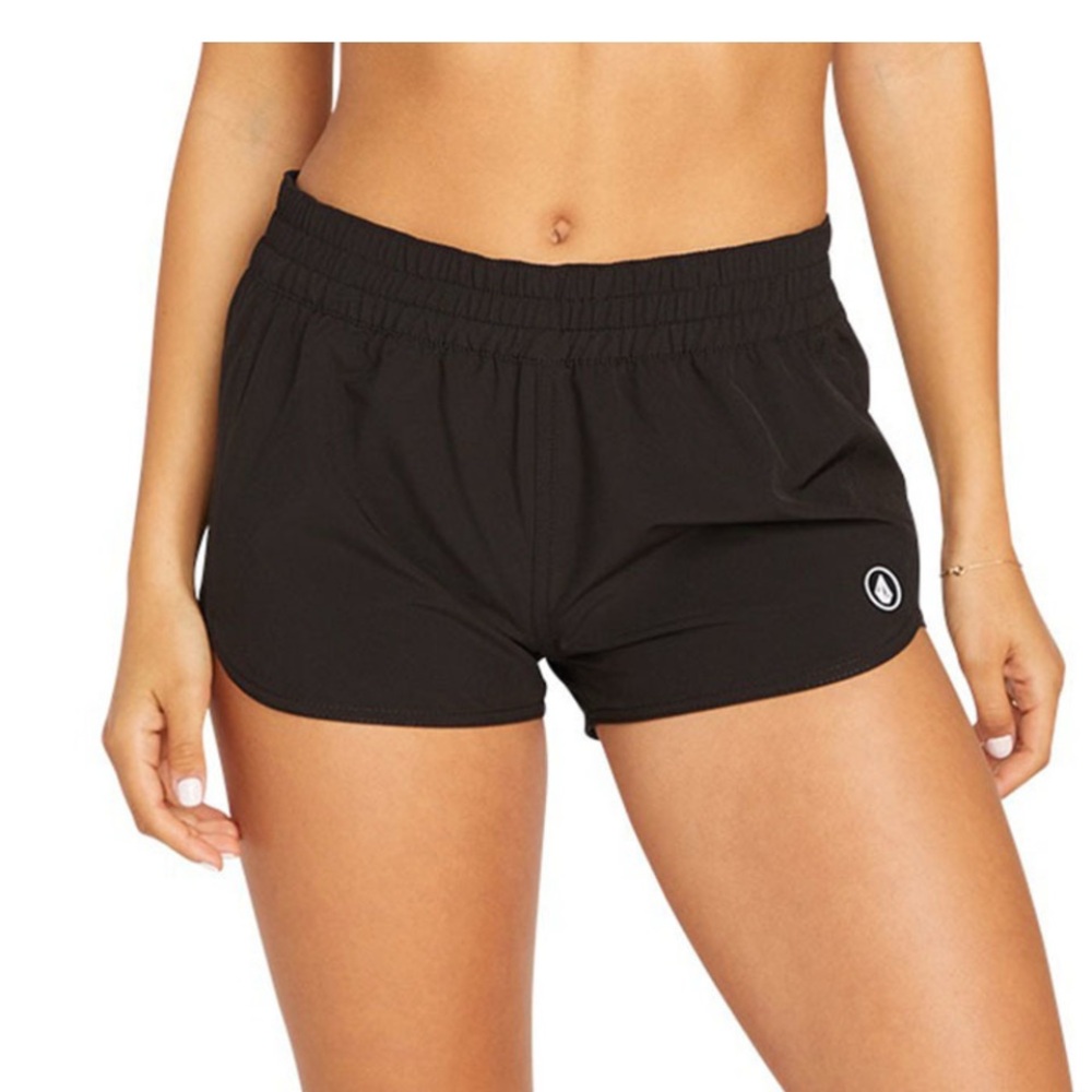 NWT Volcom Women's Simply Solid 2 Low Rise Board Shorts sz M Black